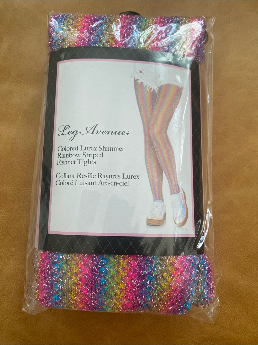 Leg Avenue Rainbow Colored Lurex Shimmer Tights: Costume, Festival
